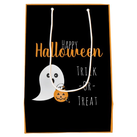 Trick or treat Happy Halloween Ghost Spooky Medium Cadeauzakje (Achterkant)