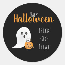 Trick or treat Happy Halloween Ghost Spooky Ronde Sticker