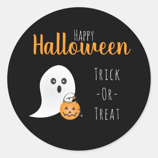 Trick or treat Happy Halloween Ghost Spooky Ronde Sticker (Voorkant)