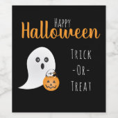 Trick or treat Happy Halloween Ghost Spooky Wijn Etiket (Enkel label)