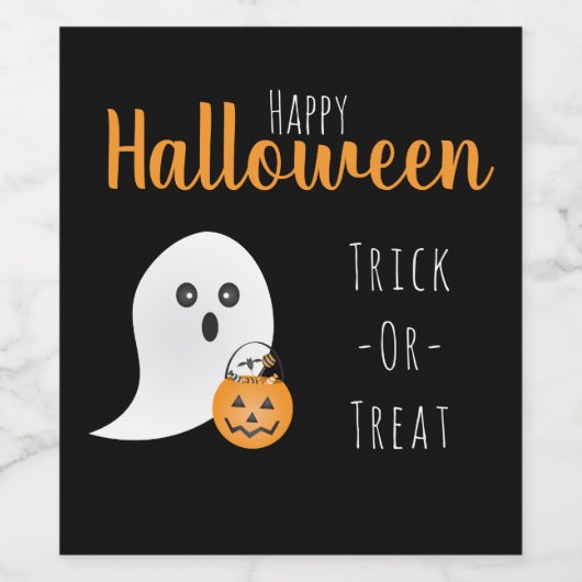 Trick or treat Happy Halloween Ghost Spooky Wijn Etiket (Enkel label)