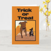 Trick or treat Happy Halloween-honden Kaart (Gele Bloem)