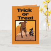 Trick or treat Happy Halloween-honden Kaart (Gele Bloem)