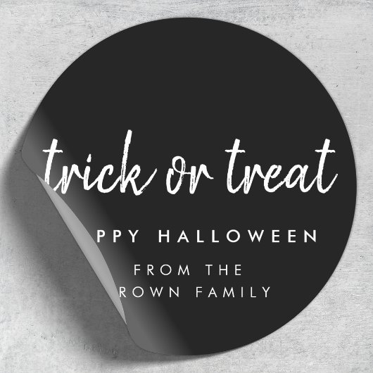 Trick or treat | Happy Halloween Modern Black Ronde Sticker