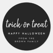 Trick or treat | Happy Halloween Modern Black Ronde Sticker (Voorkant)