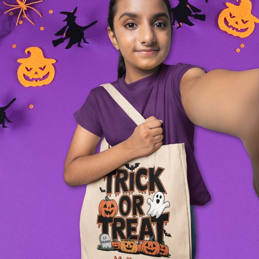 Trick or treat / Happy Halloween op maat Tote Bag