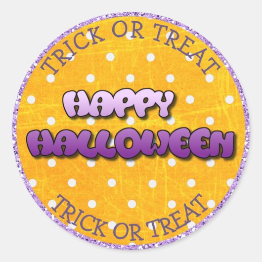 Trick or treat Happy Halloween Paarse Stickers (Voorkant)