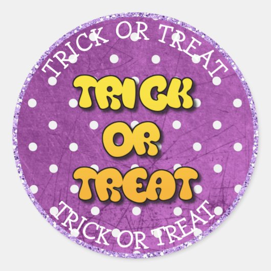 Trick or treat Happy Halloween Paarse Stickers (Voorkant)