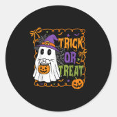 Trick Or Treat Happy Halloween Pumpkin Ghost Boy G Ronde Sticker (Voorkant)