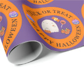 Trick or treat Happy Halloween Schattige spook Cadeaupapier (Rol Hoek)