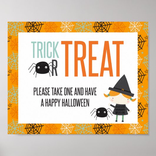 Trick or treat Happy Halloween snoep veranda Poster (Voorkant)