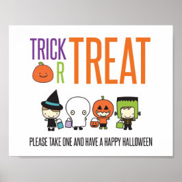 Trick or treat Happy Halloween snoep veranda Poster