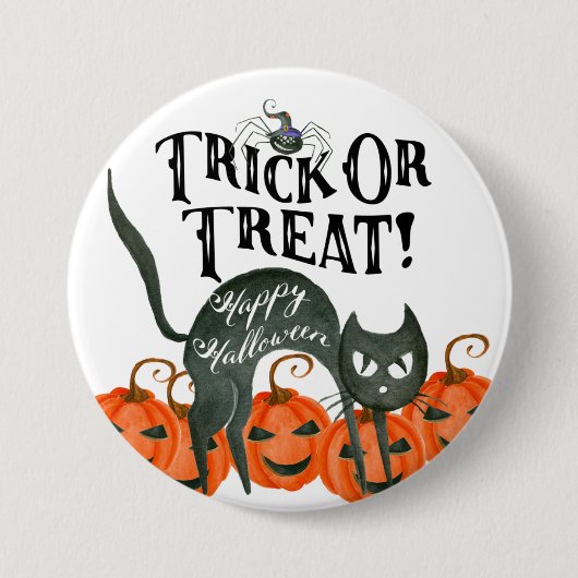 trick or treat Happy Halloween Spider Badge Button (Voorkant)