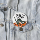 trick or treat Happy Halloween Spider Badge Button (In situ)