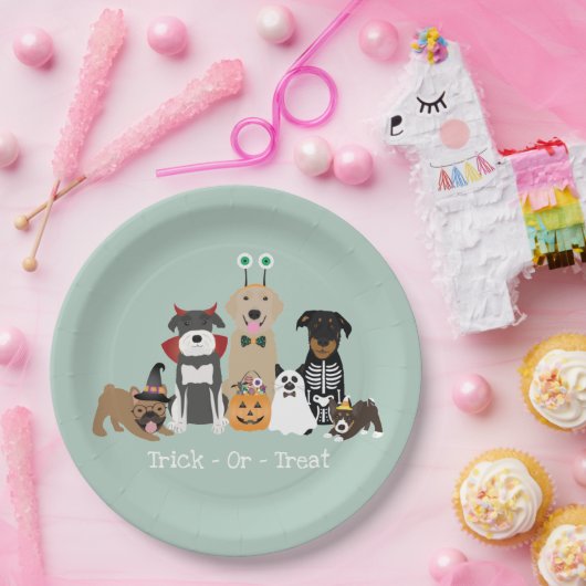 Trick or treat Happy Halloween Spooky Pet Costumes Papieren Bordje (Feest)