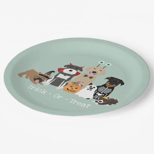Trick or treat Happy Halloween Spooky Pet Costumes Papieren Bordje (Gekanteld)