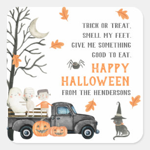 Trick or treat Happy Halloween Vierkante Sticker