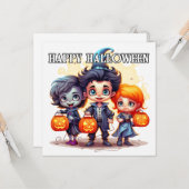 Trick or treat Happy Halloween voor kinderen Kaart (Voorkant / Achterkant in situ)