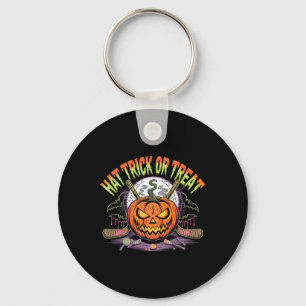 Trick-or-Treat Hat Trick IJshockey Halloween Pret Sleutelhanger