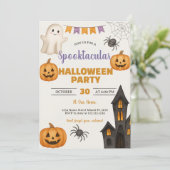 Trick-or-Treat Haunted Bash Invitate Kaart (Staand voorkant)