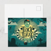 Trick or treat Haunted Graveyard Briefkaart (Voorkant / Achterkant)