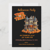 Trick or treat Haunted House Black Halloween Kaart (Voorkant)