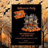 Trick or treat Haunted House Black Halloween Kaart