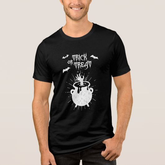 trick or treat heks cauldron halloween Tri-Blend shirt (Voorkant)