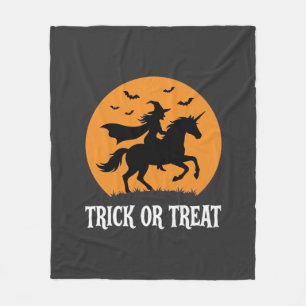 Trick or Treat Heks Eenhoorn Halloween Ontwerp_1 Fleece Deken