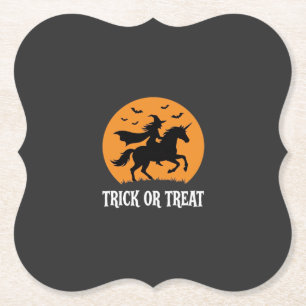 Trick or Treat Heks Eenhoorn Halloween Ontwerp_1 Kartonnen Onderzetters