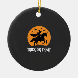 Trick or Treat Heks Eenhoorn Halloween Ontwerp_1 Keramisch Ornament