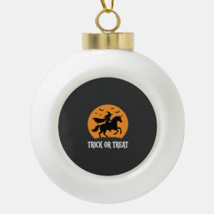 Trick or Treat Heks Eenhoorn Halloween Ontwerp_1 Keramische Bal Ornament