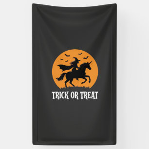 Trick or Treat Heks Eenhoorn Halloween Ontwerp_1 Spandoek