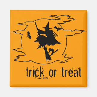 Trick or treat heks op kamer met vleermuizen + zwa magneet