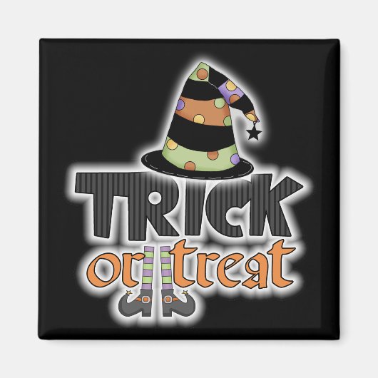 Trick or treat Heks Pet Halloween Magneet (Voorkant)