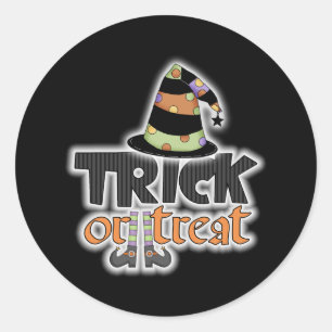 Trick or treat Heks Pet Halloween Ronde Sticker