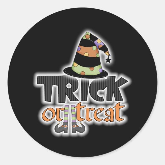 Trick or treat Heks Pet Halloween Ronde Sticker (Voorkant)