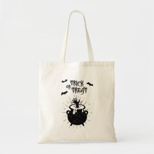 trick or treat heksencaulderon halloween tote bag