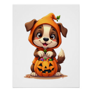 Trick or Treat Hond � Mooie Halloween Puppy Shirt Perfect Poster