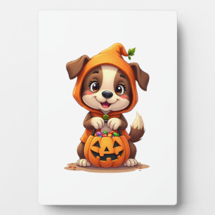 Trick or Treat Hond � Mooie Halloween Puppyshirt Fotoplaat