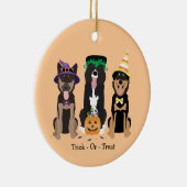 Trick or treat honden in Halloween Costumes Keramisch Ornament (Rechts)