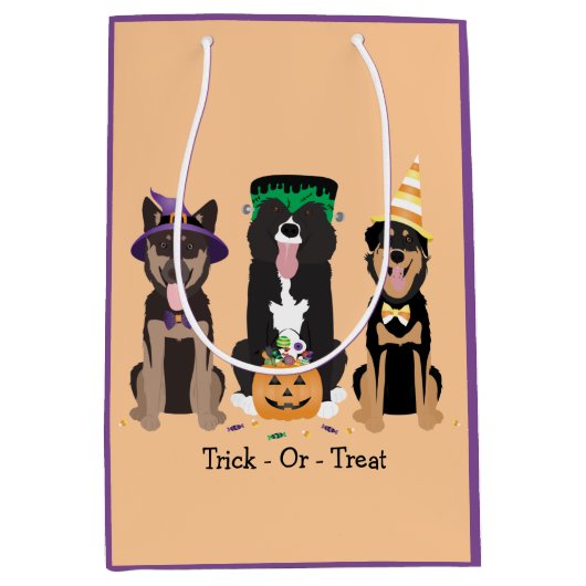 Trick or treat honden in Halloween Costumes Medium Cadeauzakje (Voorkant)