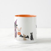 Trick or treat? Honden in Halloween kostuums mok (Midden)