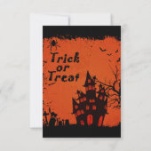 Trick or Treat Huis Halloween Bruiloft RSVP Kaart (Achterkant)