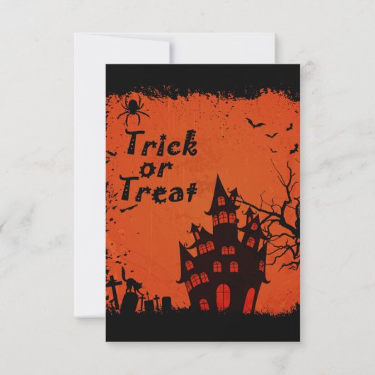 Trick or Treat Huis Halloween Bruiloft RSVP Kaart (Achterkant)