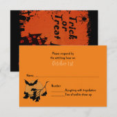 Trick or Treat Huis Halloween Bruiloft RSVP Kaart (Voorkant / Achterkant)