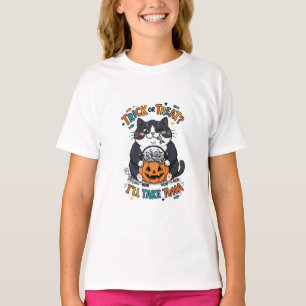 Trick or Treat Ik Neem Tonijn Grappige Kat Hallowe T-shirt