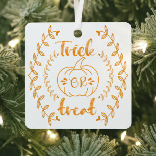 Trick or treat in planten lijst metalen ornament