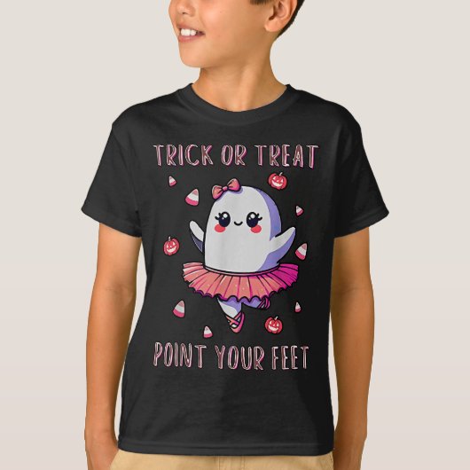 Trick Or Treat Int Your Feet Halloween Ghost Dance T-shirt (Voorkant)