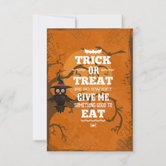 Trick or treat is zo'n mooie halloween party kaart (Voorkant)